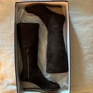 Brown Suede Wedge Boot